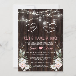 Invitación Luces de Cadena de Flores Rosadas Blancas Granero