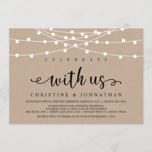 Invitación Luces de Cadena de Granja Rústica, Boda Kraft Elop