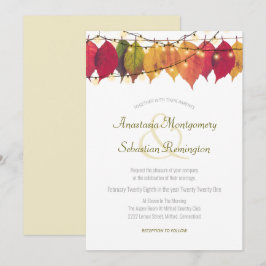 Invitación Luces de Cadena de Hojas de Otoño Coloridas para B