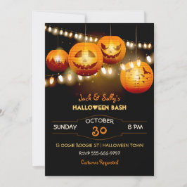 Invitación Luces de cadena de Jack O Lantern de Halloween