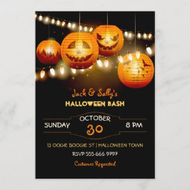 Invitación Luces de cadena de Jack O Lantern de Halloween