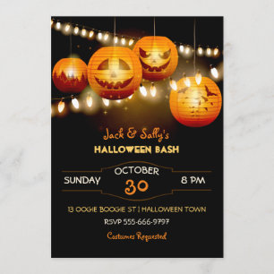 Invitación Luces de cadena de Jack O Lantern de Halloween