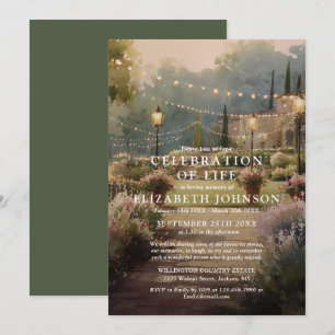 Invitación Luces de Cadena de Jardín Celebración de la Vida F