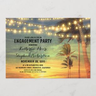 Invitación luces de cadena de la fiesta de compromiso de la p