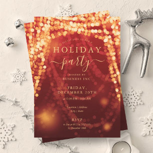 Invitación Luces de cadena de la fiesta de navidad de la Comp