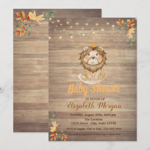 Invitación Luces de cadena de león lindas, regaderas para bab