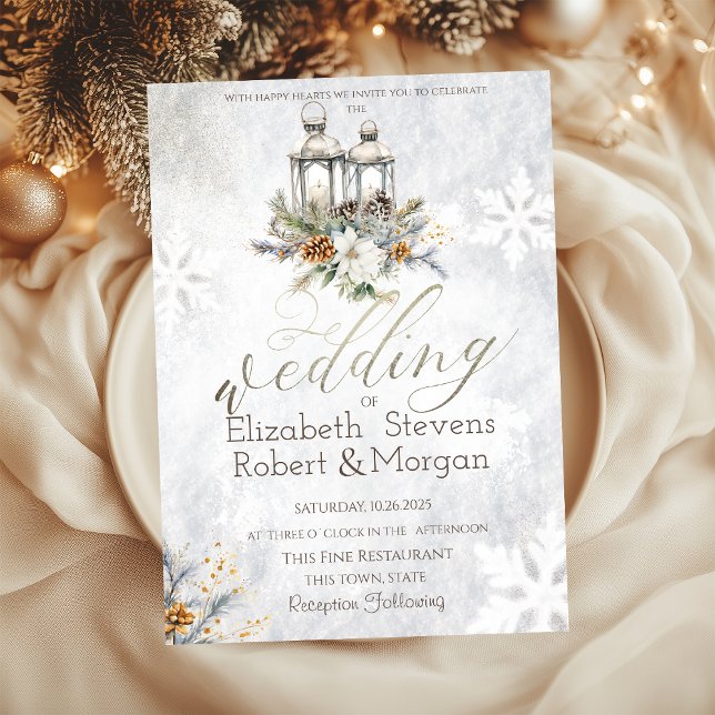 Invitación Luces de Cadena de Linterna de Copos de Nieve Boda (Subido por el creador)