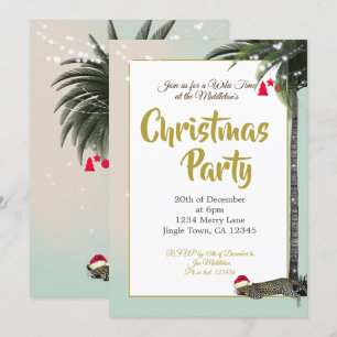 Invitación Luces de cadena de palmas de leopardo de las fiest