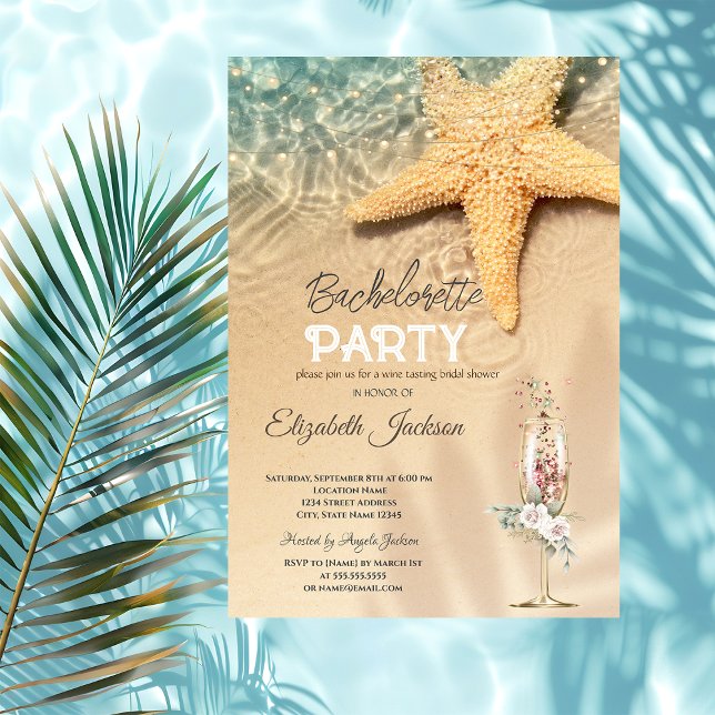 Invitación Luces de cadena de peces de mar, flores soltera en (Subido por el creador)