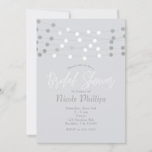 Invitación Luces de Cadena de Plata Blanca Modernas para Desp