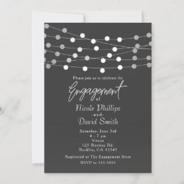 Invitación Luces de Cadena de Plata Gris Modernas para Compro