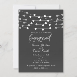 Invitación Luces de Cadena de Plata Gris Modernas para Compro