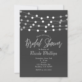 Invitación Luces de Cadena de Plata Gris Modernas para Desped