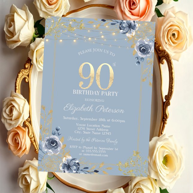 Invitación Luces de Cadena de Rosas Azules Rosas Azules Polvo (Subido por el creador)