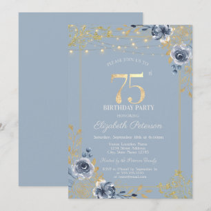 Invitación Luces de Cadena de Rosas Azules Rosas Azules Polvo