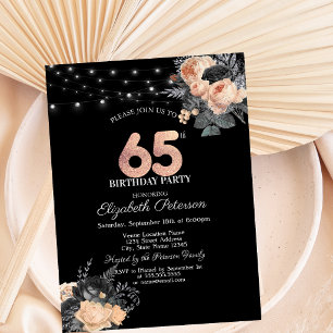 Invitación Luces de Cadena de Rosas Naranjas Cumpleaños 65 Ne