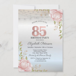 Invitación Luces de Cadena de Rosas Naranjas Cumpleaños 85