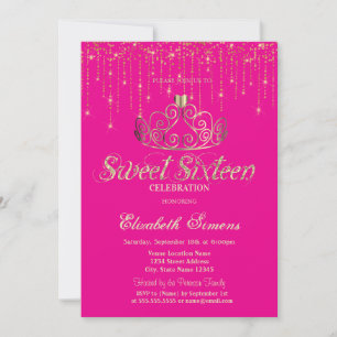 Invitación Luces de Cadena de Tiara de Oro Princesa Rosa Swee