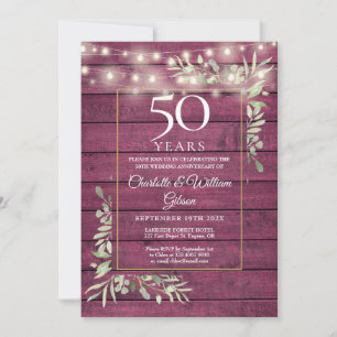 Invitación Luces de cadena de vegetación del 50 aniversario m