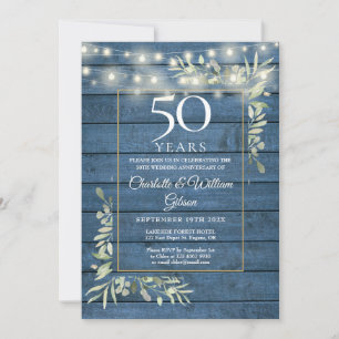 Invitación Luces de cadena de vegetación del 50 aniversario s