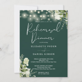 Invitación Luces de Cadena de Verdor Esmeralda Cena de Ensayo