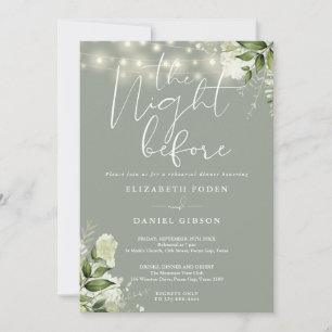Invitación Luces de Cadena de Verdor Verde Salvia Cena de Ens