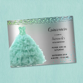 Invitación Luces de Cadena de Vestido de Princesa Verde Menta