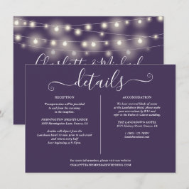 Invitación Luces de Cadena Detalles de Boda Morada Info