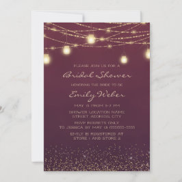 Invitación Luces de Cadena Doradas de Borgoña Linternas Despe