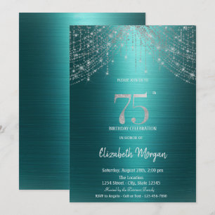 Invitación Luces de Cadena Elegantes Metálicas Verdes Cumplea