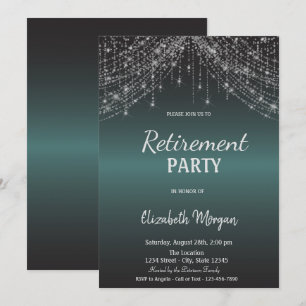 Invitación Luces de Cadena Elegantes Verde Oscuro Jubilación 