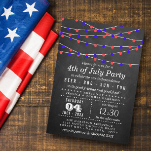 Invitación Luces De Cadena En El Fiesta De Chalkboard El 4 De