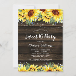 Invitación Luces de Cadena Floral de Girasol Rústico Dulces 1