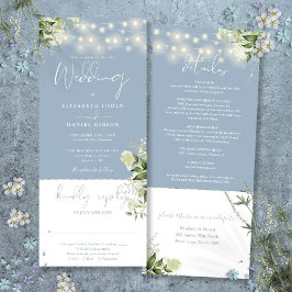 Invitación Luces de Cadena Florales Azul Polvoriento Todo en 