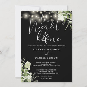 Invitación Luces de Cadena Florales de Verdor Cena de Ensayo 