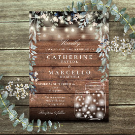 Invitación Luces de Cadena Florales en Tarro de Mason de Made