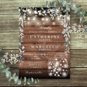 Invitación Luces de Cadena Florales en Tarro de Mason de Made