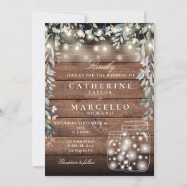 Invitación Luces de Cadena Florales en Tarro de Mason de Made
