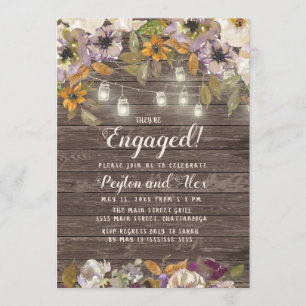 Invitación Luces de Cadena Florales Moradas Crema Oxidadas Ma