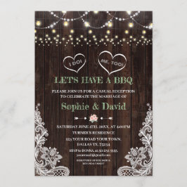 Invitación Luces de Cadena Florales Rosa con Encaje I DO BBQ