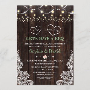 Invitación Luces de Cadena Florales Rosa con Encaje I DO BBQ