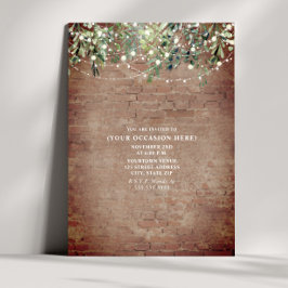 Invitación Luces de Cadena Ladrillo Botánico Fiesta Genérica