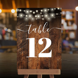 Invitación Luces de Cadena Madera Rústica de Granero Números 