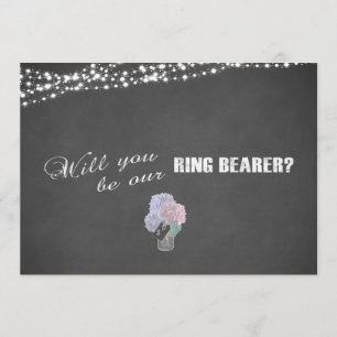 Invitación Luces de cadena Mason Jar Chalkboard RING BEARER