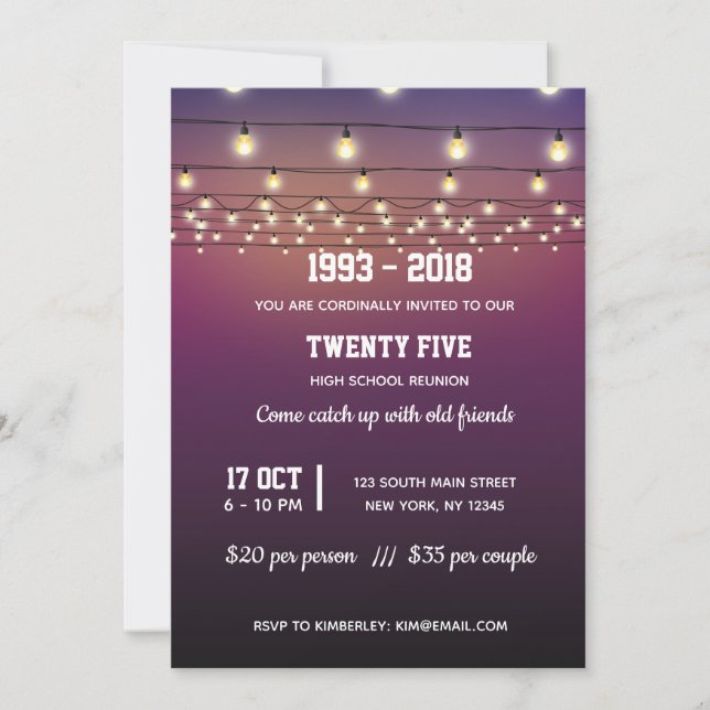 Invitación Luces de cadena modernas (Anverso)