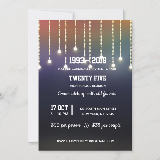 Invitación Luces de cadena modernas (Anverso)