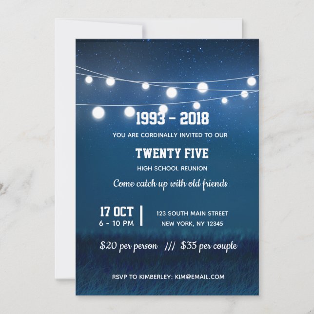 Invitación Luces de cadena modernas (Anverso)