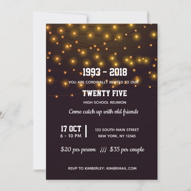 Invitación Luces de cadena modernas (Anverso)
