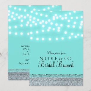 Invitación Luces de Cadena Modernas de Moda Turquesa Azul y B