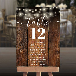 Invitación Luces de Cadena Tabla de Madera Número Gráfico de 